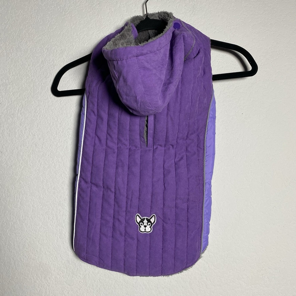 Purple Dog Puffer removable Hood  Fleece Lined Jacket Coat XL Winter Cozy Winter